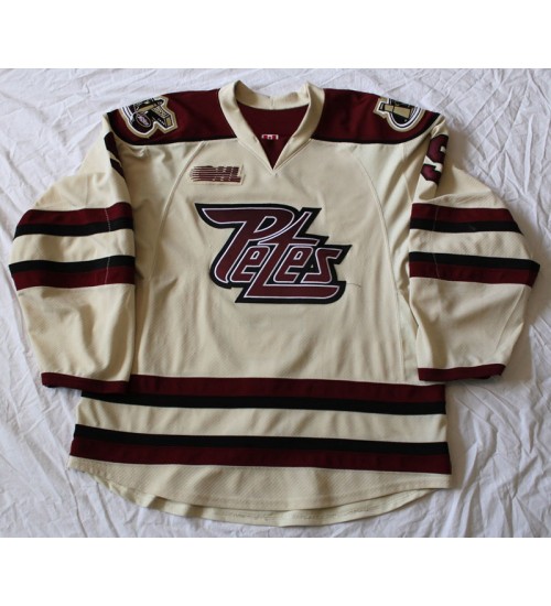 Custom OHL Peterborough Petes 2014-Pres Macdonald Home Hockey Jersey Beige